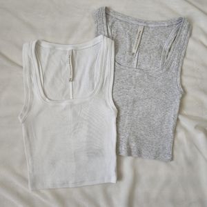 The Group by Babaton | Foundation Rib Scoop Tank - 2XS White & Heather Cloud